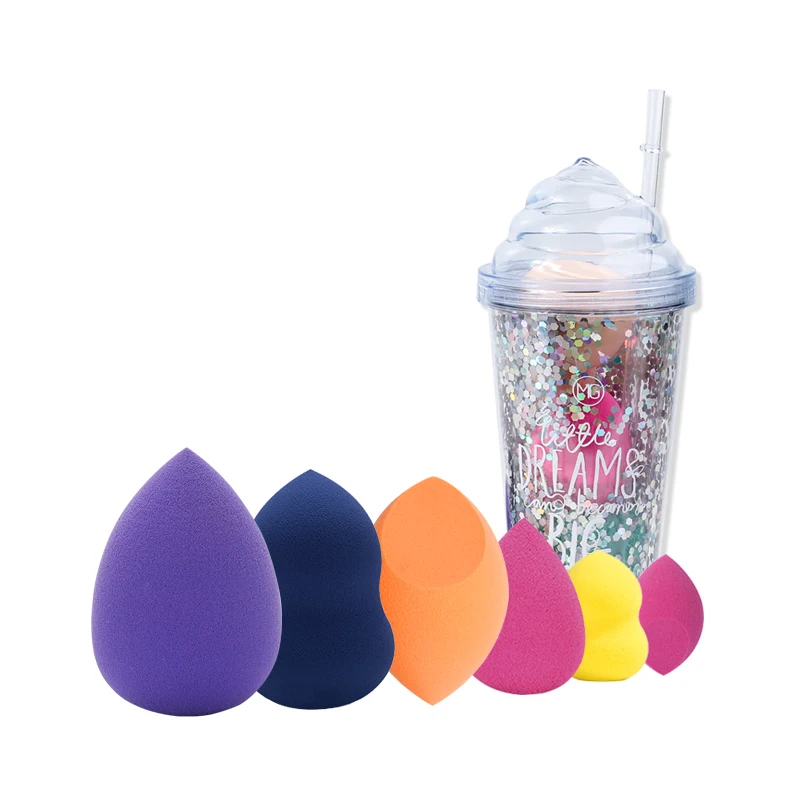 
2021 popular wet dry use latex free beauty cosmetic blender makeup sponge set 