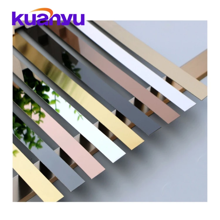 High Strength Floor Accessories Stainless Steel Flat Tile Trim Strip Metal Ceramic Carpet Edging Profiles