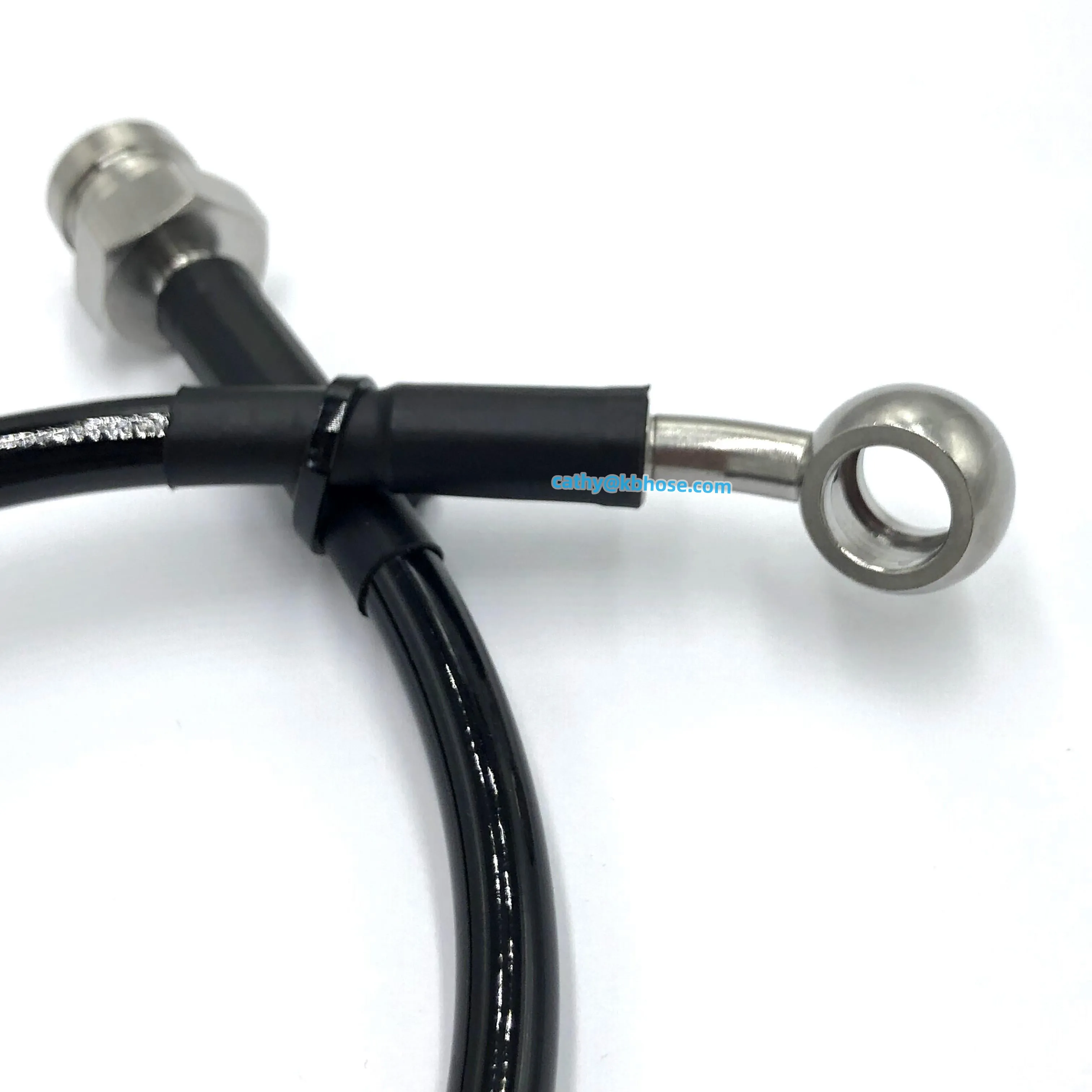 3AN AN-3 Stainless steel braided nylon/ptfe brake oil hose line with 28degree crimp banjo female brake fittings