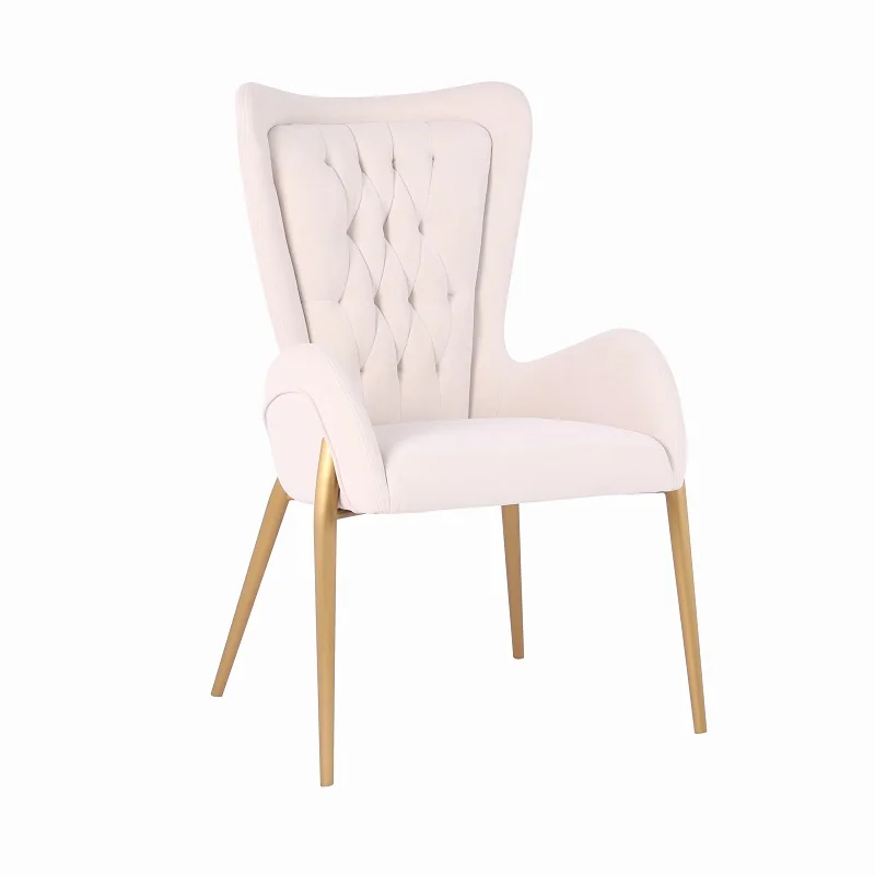 High Quality Luxury Modern Metal Legs Velvet dining chairs luxury Pink velvet sofa chair with arm for home furniture