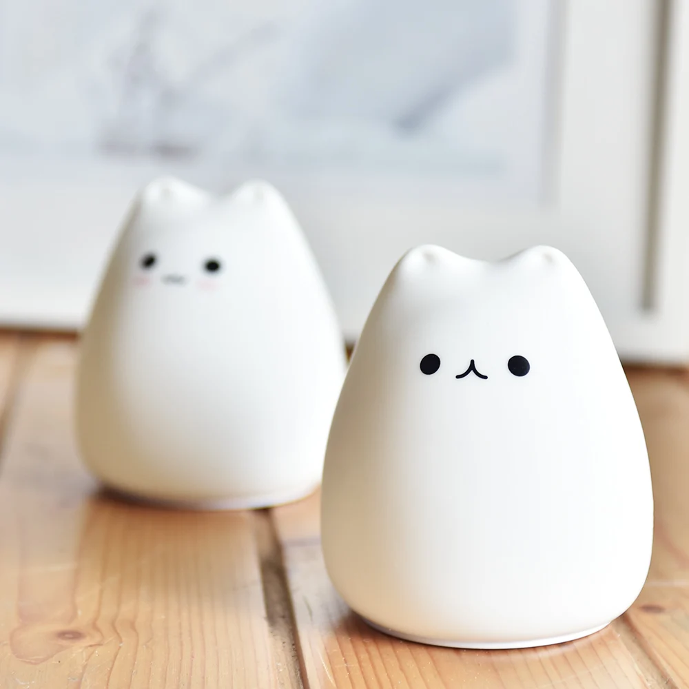 Cute Cat 7 Colors Changeable Touch Control Night Light Led Desk Table Atmosphere Lamp Cat Night Light Lamp for Children Gift