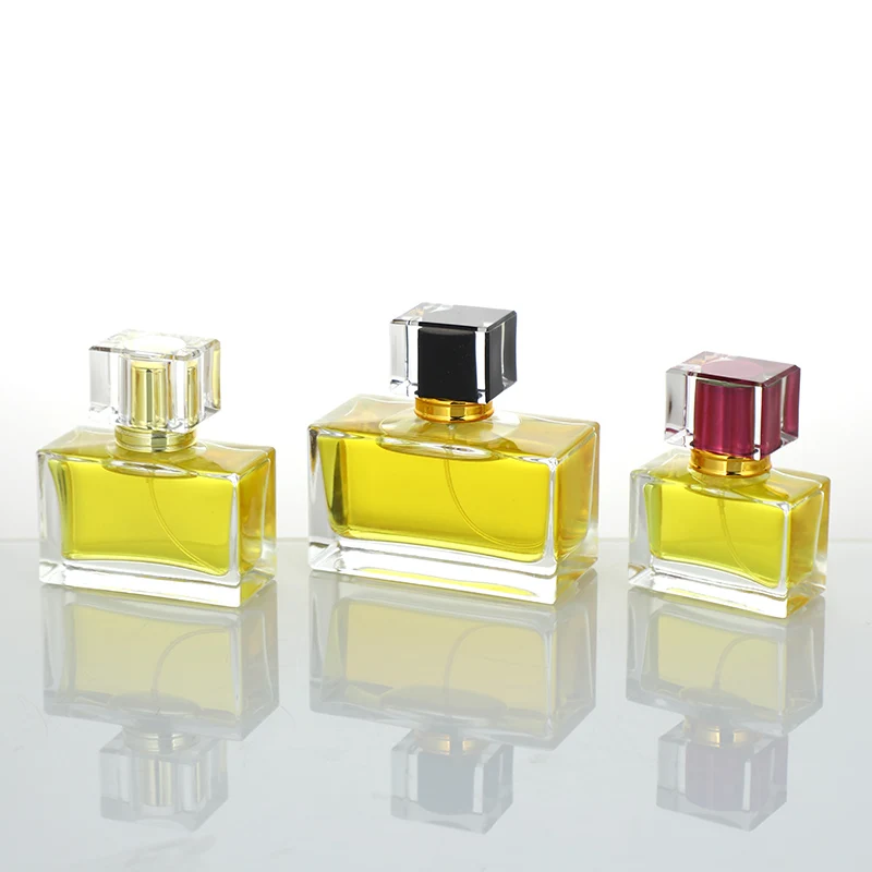 Fast Delivery 30ml 50ml 100ml Clear Refillable Vintage Empty Perfume Rectangular Glass Perfume Bottle with Pump