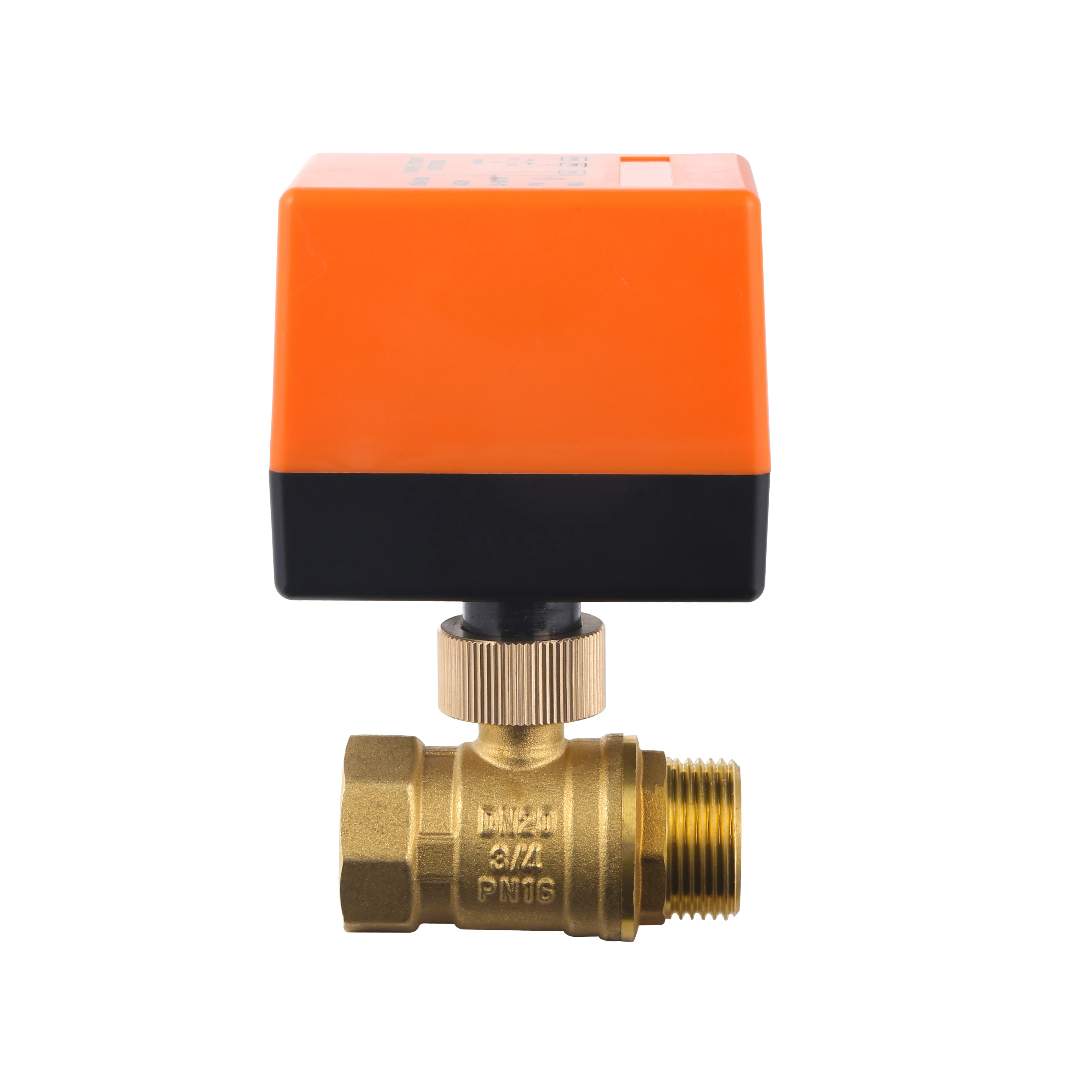 Kangweishen 2 way 12V 24V 220V Brass Thread Electric Ball Motorized Control Valve Electric Actuator With Manual Switch for HVAC