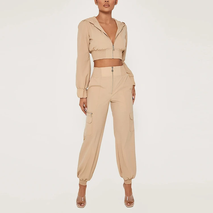 wholesale designer women sweatsuit windbreaker jogger tracksuit custom logo fitness sportswear nylon suits set training wear