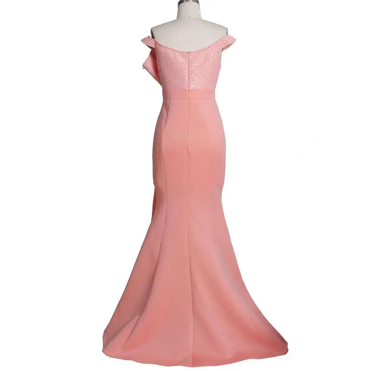 W76098 New Arrival Lace Slash Neck composite Front Handmade Ruffle Nail Beaded Luxury Evening Dresses Party Dress