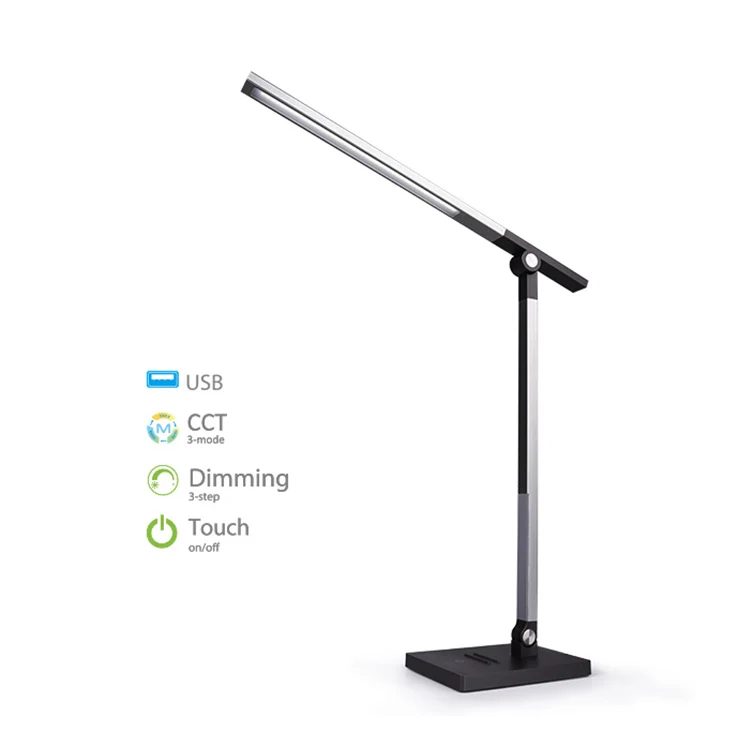 7W Dimming Foldable Lighting Touch LED Desk Reading Table Lamp With USB