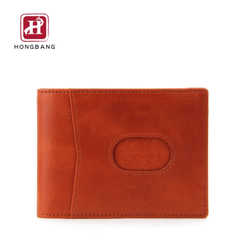 Wallet with money clip OEM customize zipper cash compartment leather wallet