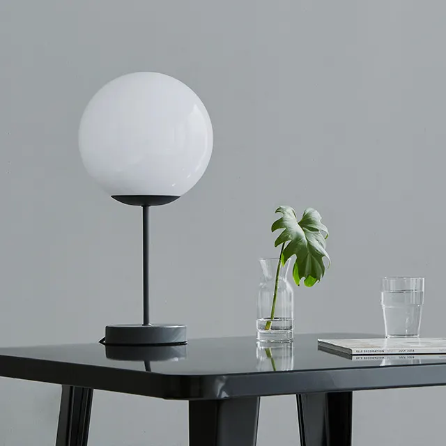 New Classical home deco design living and study room milk white  glass marble single ball table lamp HT82191T-1T