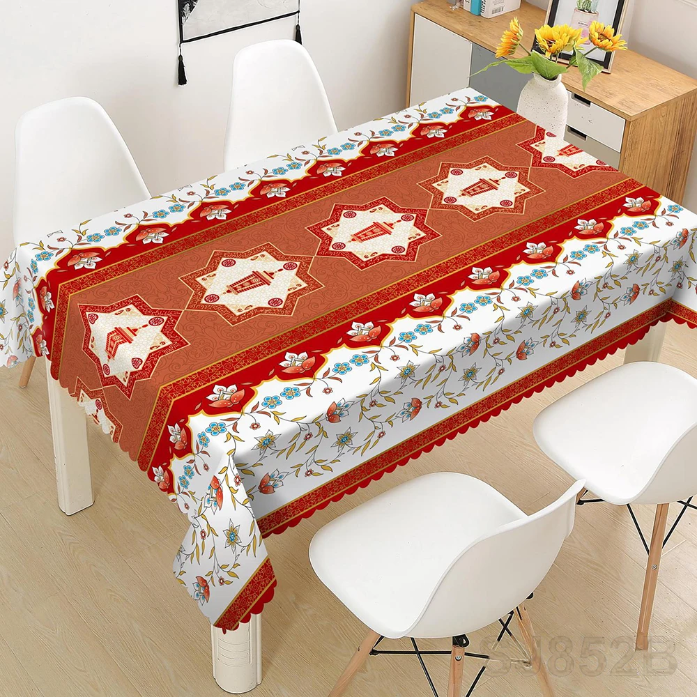 Yiwu Factory Wholesale Waterproof Ramadan Designs Non woven Fabric PVC Tablecloths Roll