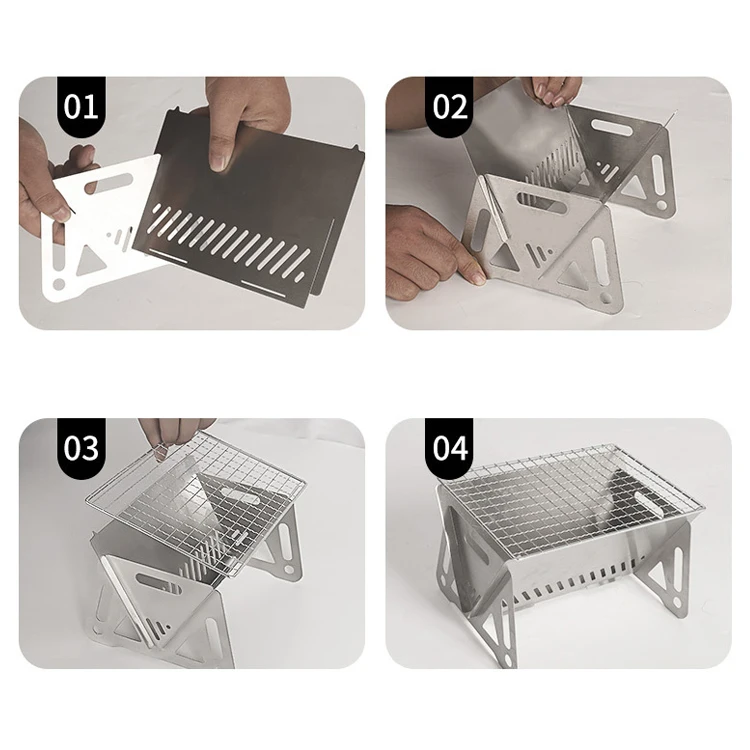 Custom Outdoor Camping Barbecue Portable Foldable Charcoal Stainless Steel BBQ Grills