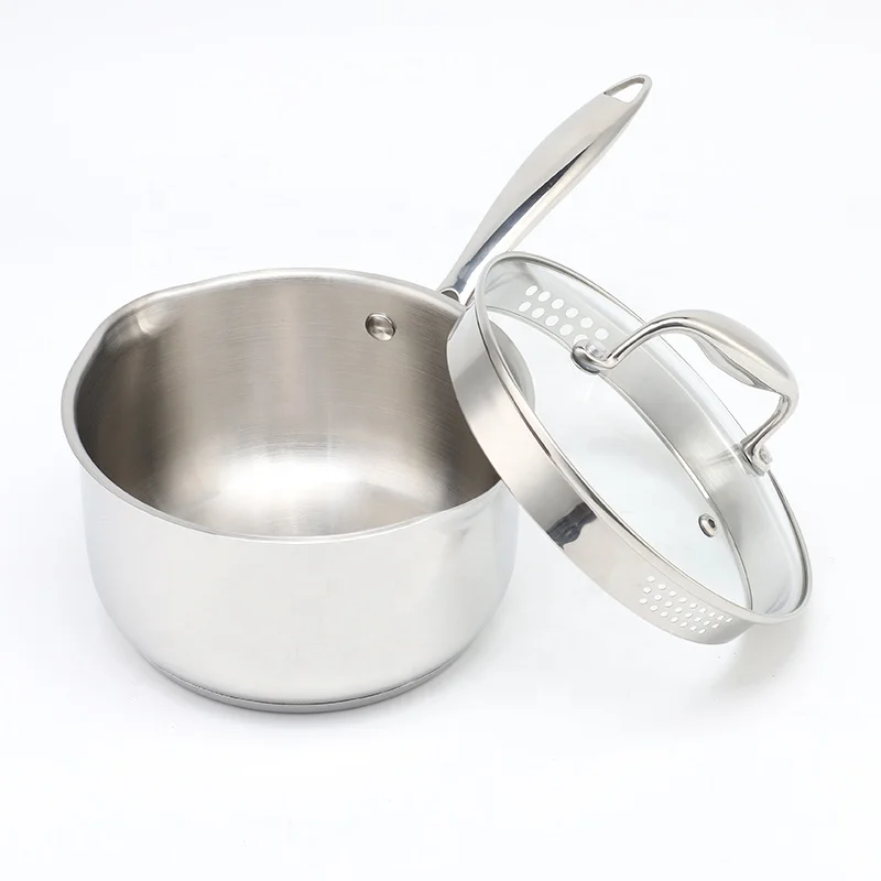 Factory wholesale Stainless Steel Kitchen Cookware Set Saucepan 1.5L/2L/3.5L with Capsule Bottom Milk Pot Cooking Pot Sets