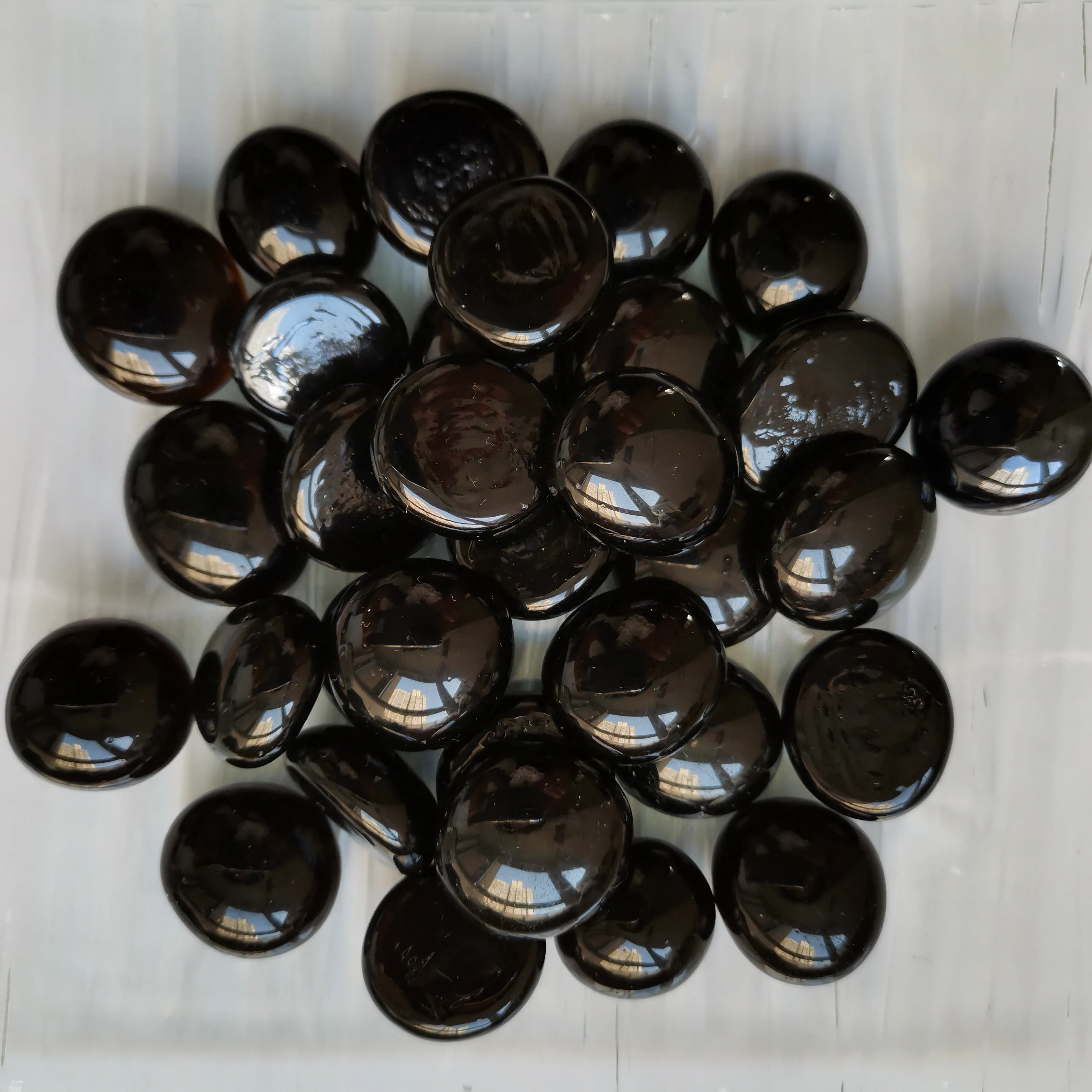 Black flat glass beads marble glass beads Fire Beads