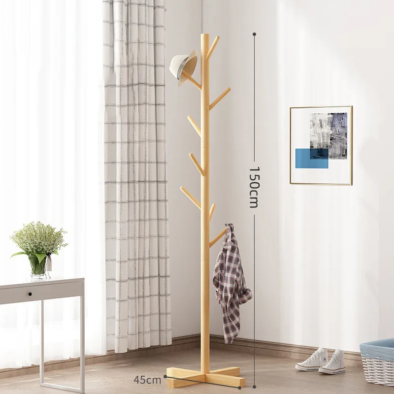 Simple Fashion Wooden Coat Rack Mildew Proof Bedroom Clothes Hanger Muti functional Storage Organizer Coat Shelf