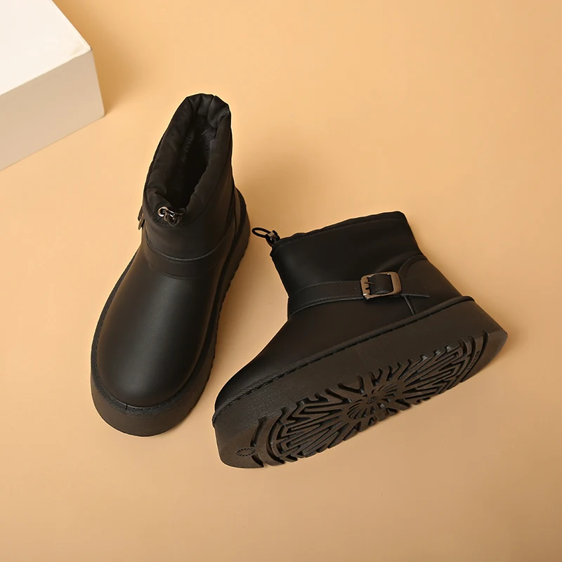 New High Quality Thick-soled Mid-calf Wear-resistant Cotton-padded Shoes Footwear Outdoor Warm Comfortable Snow Boots Women