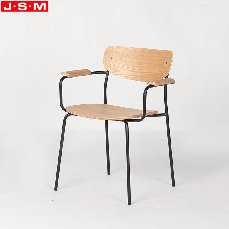 Italian Design Good Quality Metal Leg Plywood Ash Veneer Seat And Back Dining Chair For Restaurant