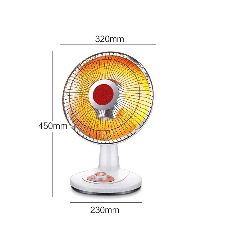 Fan Shaped Electric Heater Household Halogen Heater Home Indoor Use Thermostat Table Heaters 600W