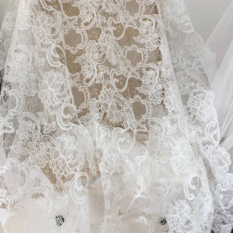 Exquisite wedding dress lace fabric white nylon polyester sewing accessories