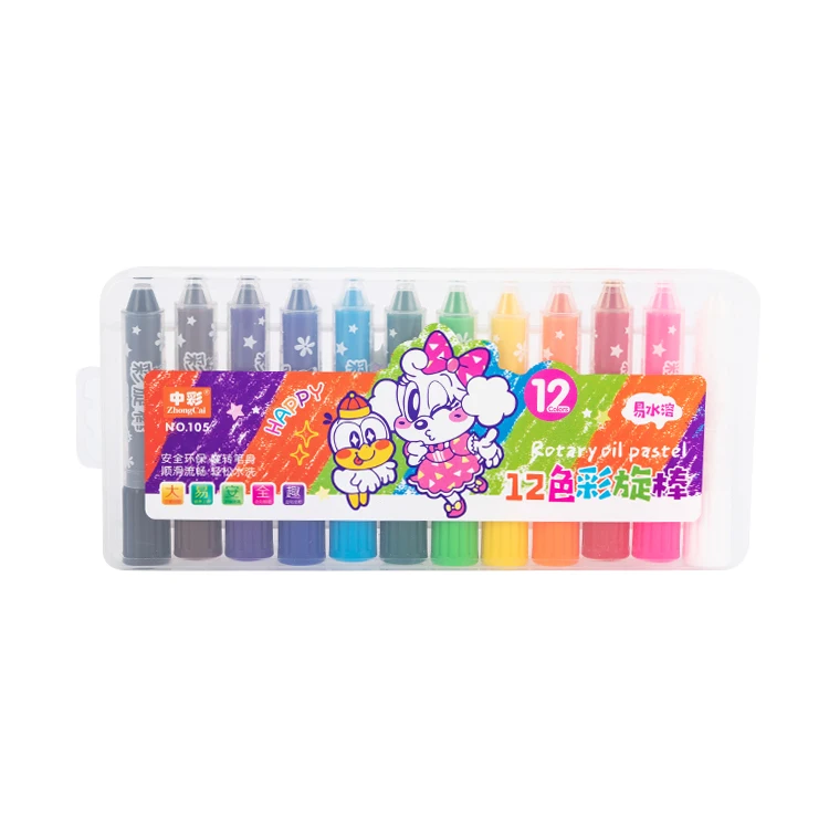 6 12 Colors Silky Washable Wax Crayons for Children Fancy Face Paint Gel Twistable Crayon