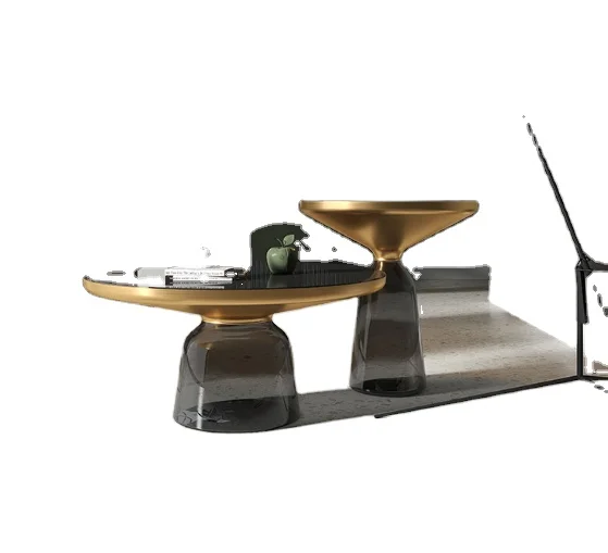 New design modern living room furniture  stainless steel tempered glass table top center coffee table set