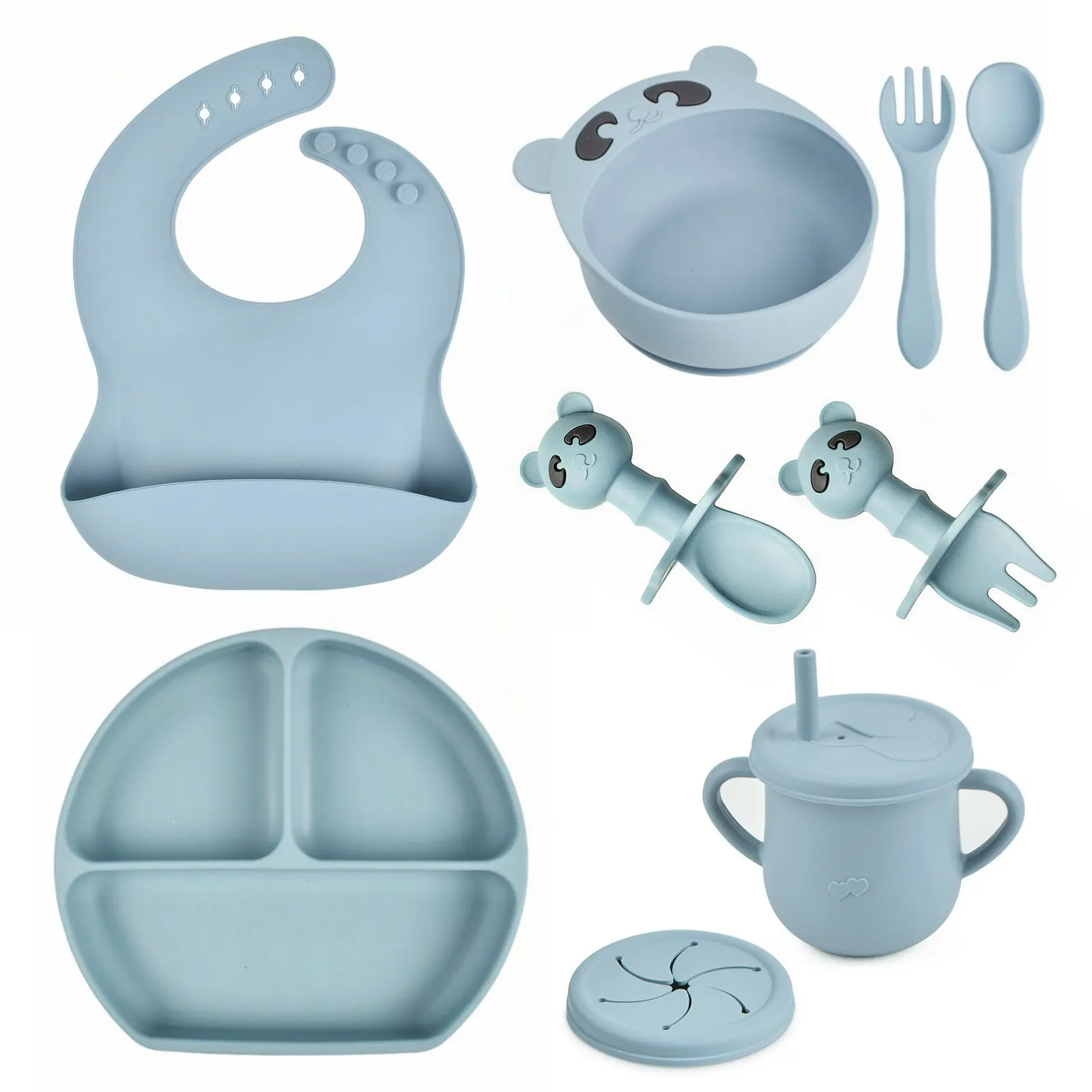 Милая миска для кормления без бисфенола А, детские нагрудники, Снэк, чашки, силиконовая присоска, чаши с ложкой и вилкой