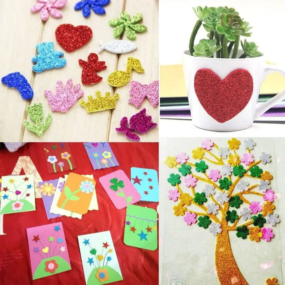 Self adhesive Glitter EVA foam sheet used for Christmas gift box packaging birthday party decoration DIY projects