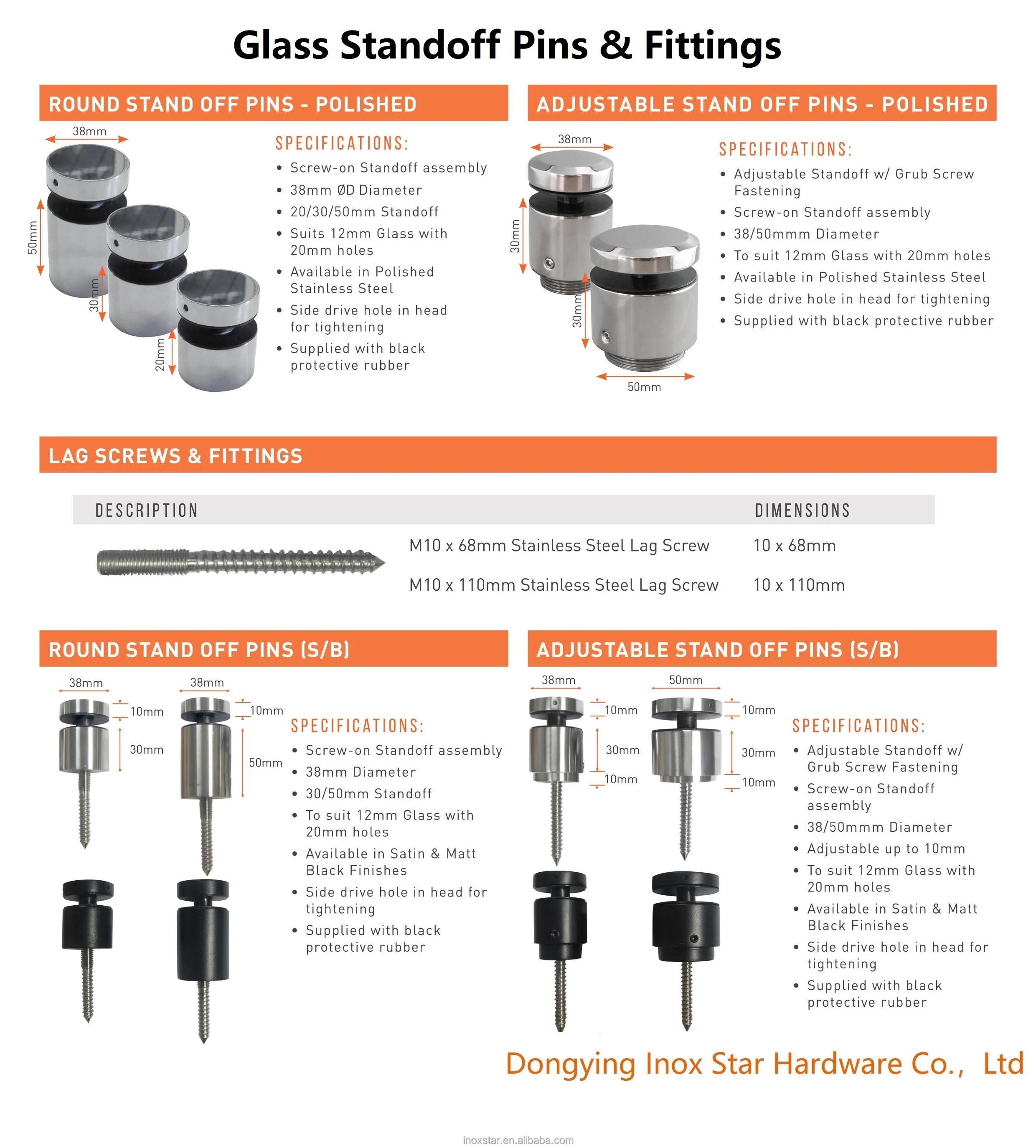 ss316 glass standoff holder 1.5 inch glass standoff