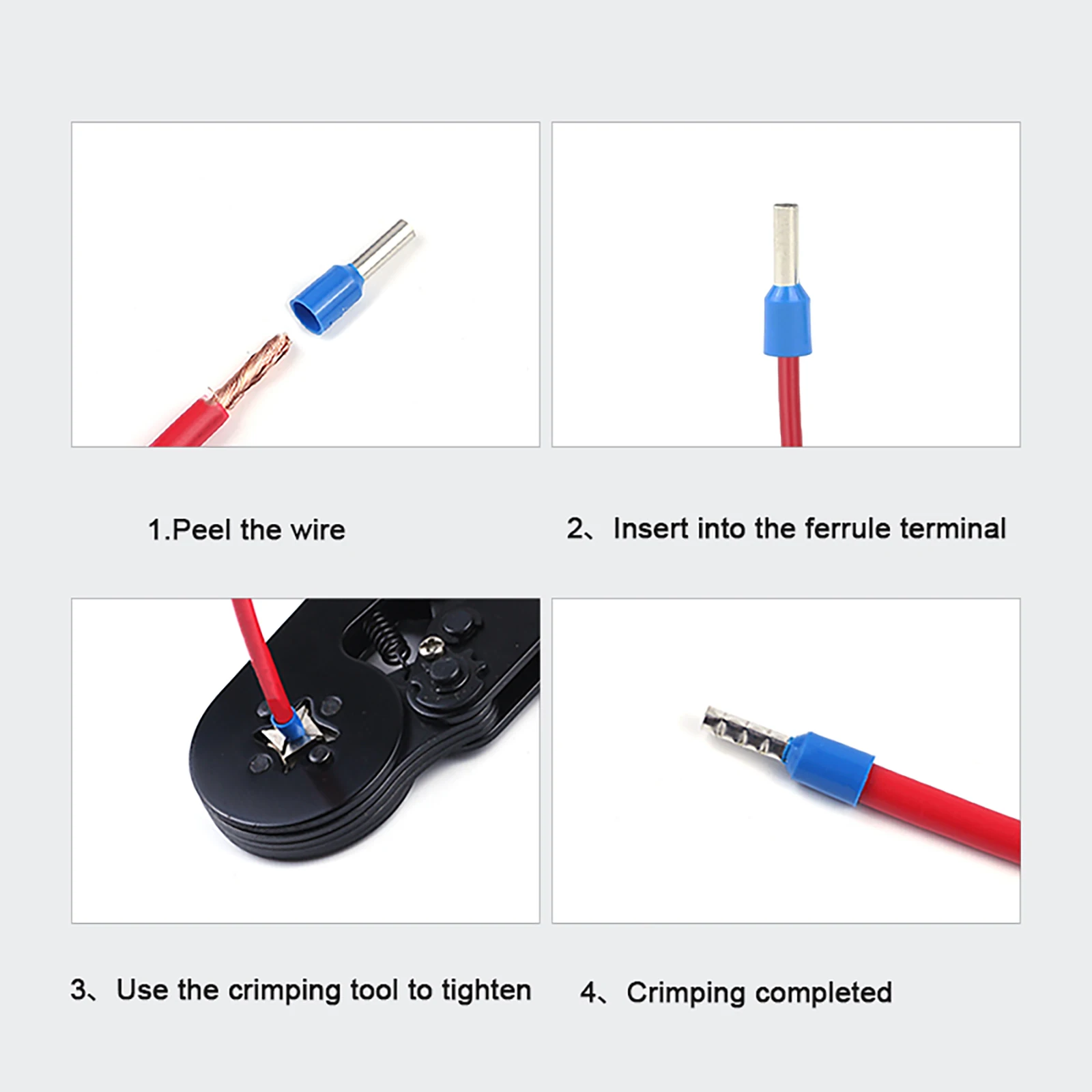 1200PCS HSC8 6-4A AWG22-8 Self-Adjusting Ferrule Wire Stripper Electrical Tool crimping pliers set