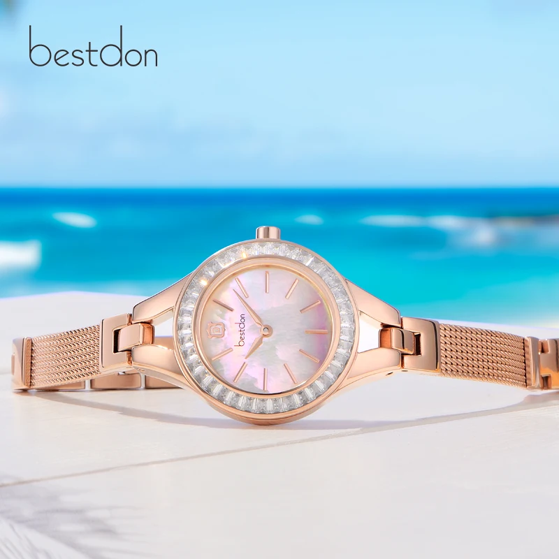 Top quality ladies japan quartz movement slim stone watches