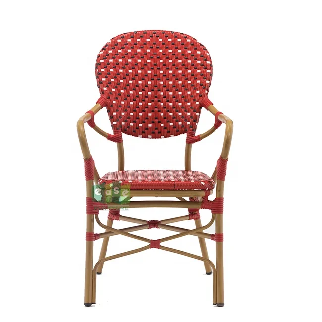 (E3011A) Commercial french bistro dining outdoor arm chair rattan for cafe