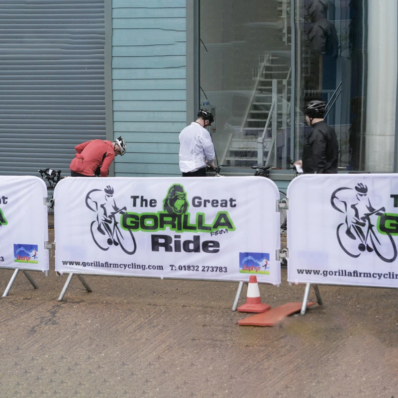 Custom Road Fence Covers Sports Event Fence Mesh Covers Barricade Covers Street Crowd Control Fabric Banner Factory Outlet