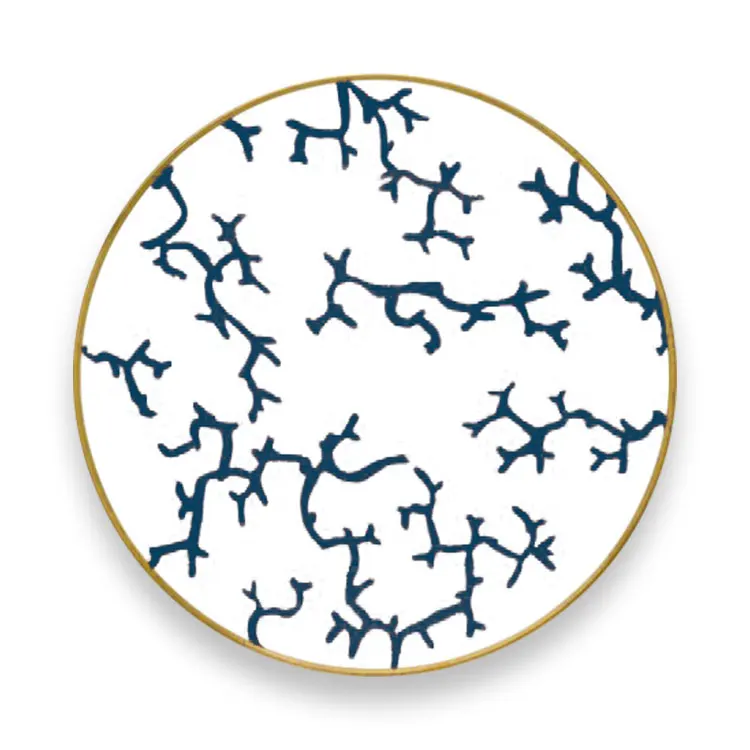 wholesale fine bone china blue with gold rim elegant ceramic dinnerware sets for wedding hotel use