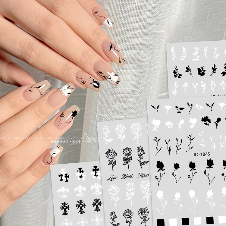3D nail stickers hand-painted rose Crocodile cross stickers nail art decorative stickers