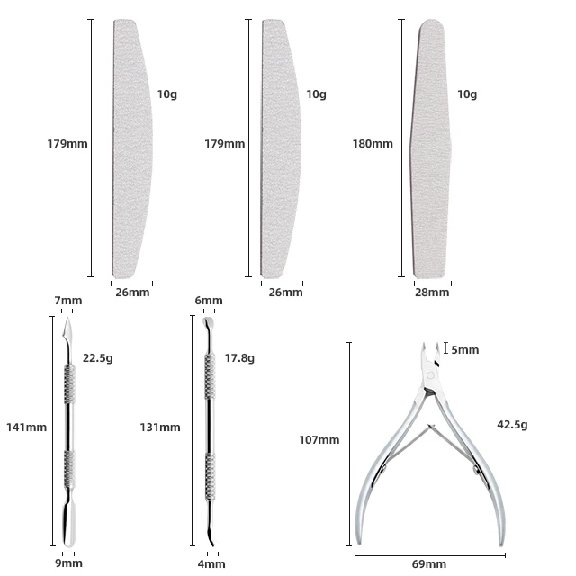 5 Pieces Kit Manicure Profissional Mens Manicure Pedicure Set With Nail Buffs And Cuticle Pushers