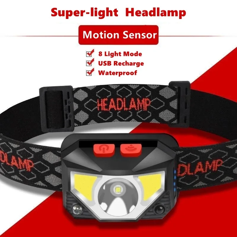 Factory wholesale Hot Selling Headlamp Flashlight 1200 Lumen Ultra Light Bright LED Rechargeable Headlight with White Red Light