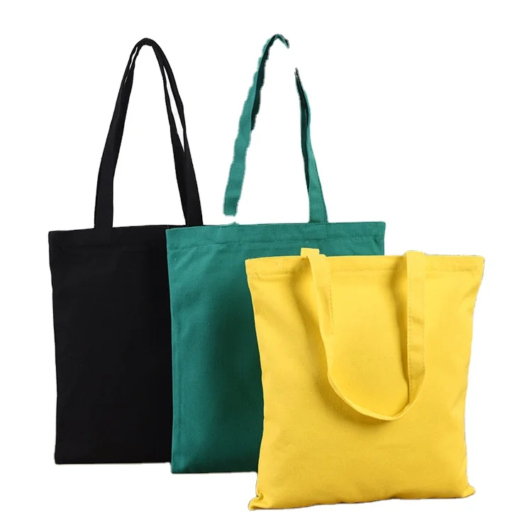 Wholesale Heavy Duty Reusable Colourful Black White Red Green Yellow Blue Cotton Canvas Calico Cotton Tote Bag