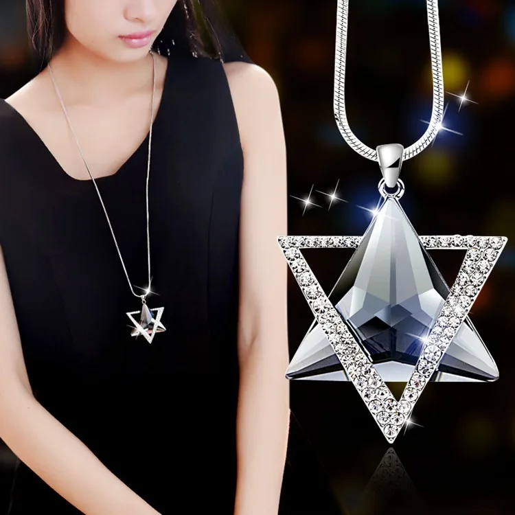 Korean fashion six points star pendant long necklace autumn and winter sweater chain