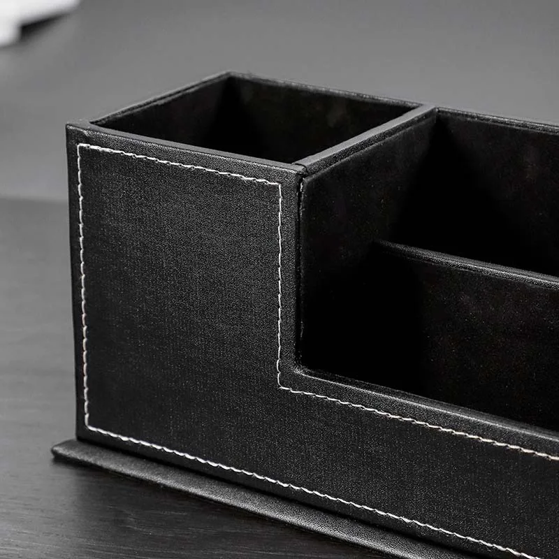 Hot Sale Christmas Gifts Double Holder Leather Multi-function Desk Stationery Organizer Pen Pencil Holder
