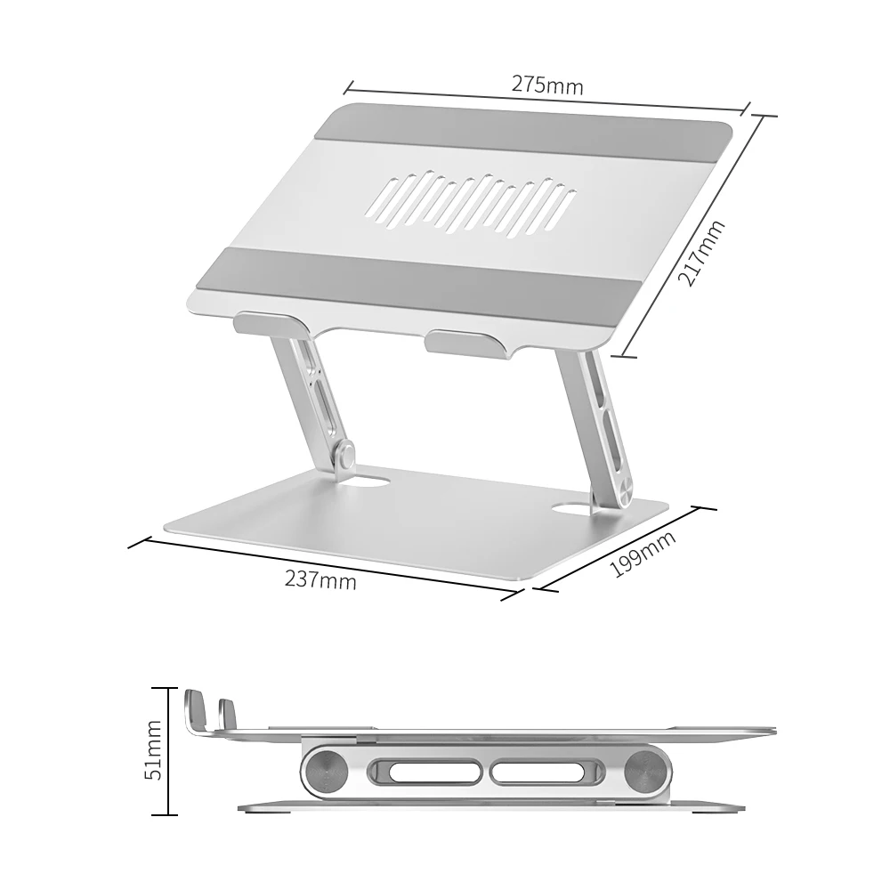 Newest Desk Notebook Foldable Height Adjustable Support Ergonomic Rack Vertical Laptop Holder With Metal Dual Layer