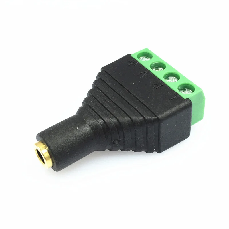 Stereo female Jack 3.5mm audio stereo connector to 4-pin terminal with screw Video AV Balun Connector