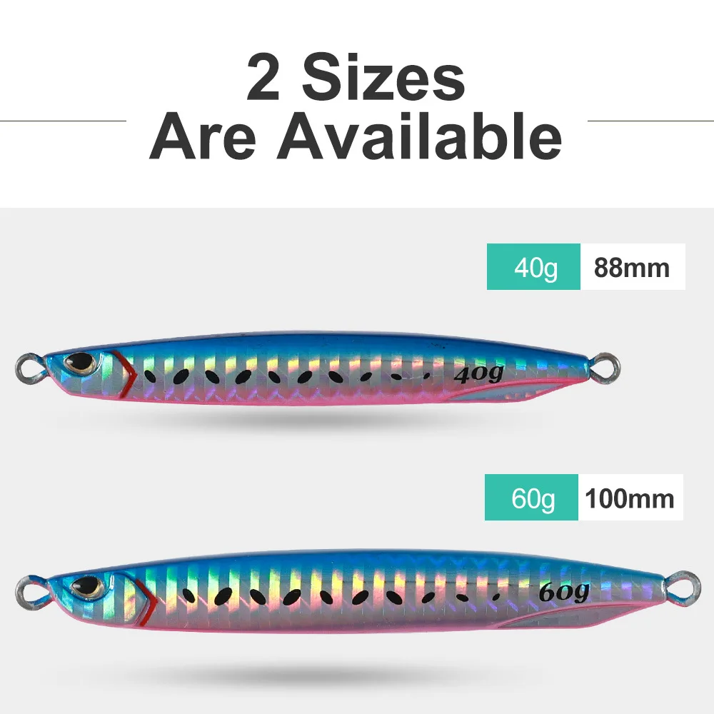 OEM ODM Luminous Jigging Fishing Lure 3D Eye Lifelike Metal Bait 40g 60g Casting Swimming Bait Trolling Slow Pitch Jigs Lures