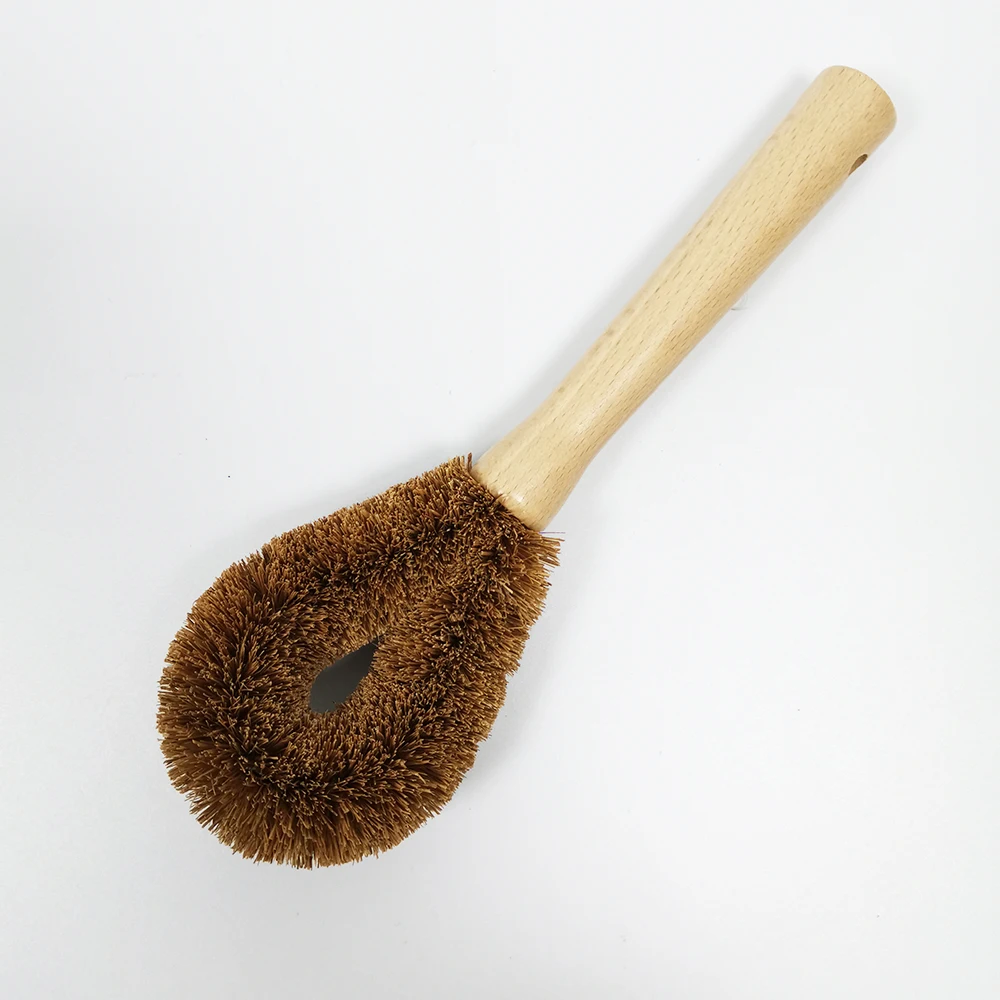 bamboo coconut fiber long handle kitchen tool pan pot kitchen cleaning washing brush coconut wooden dish brush