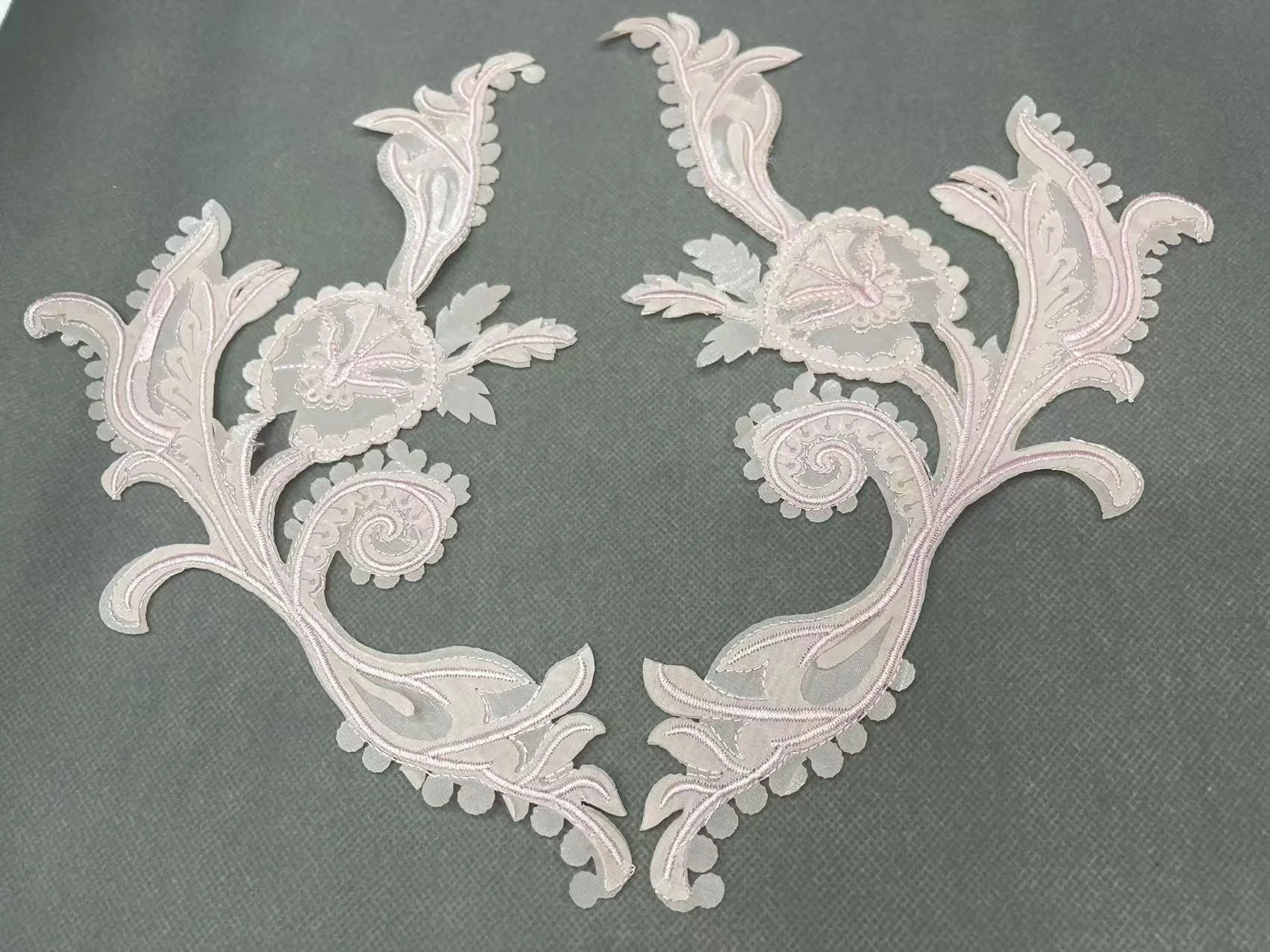 ZSY Custom flower Shape accessories Applique guipure Lace Fabric Pair Patch For DIY