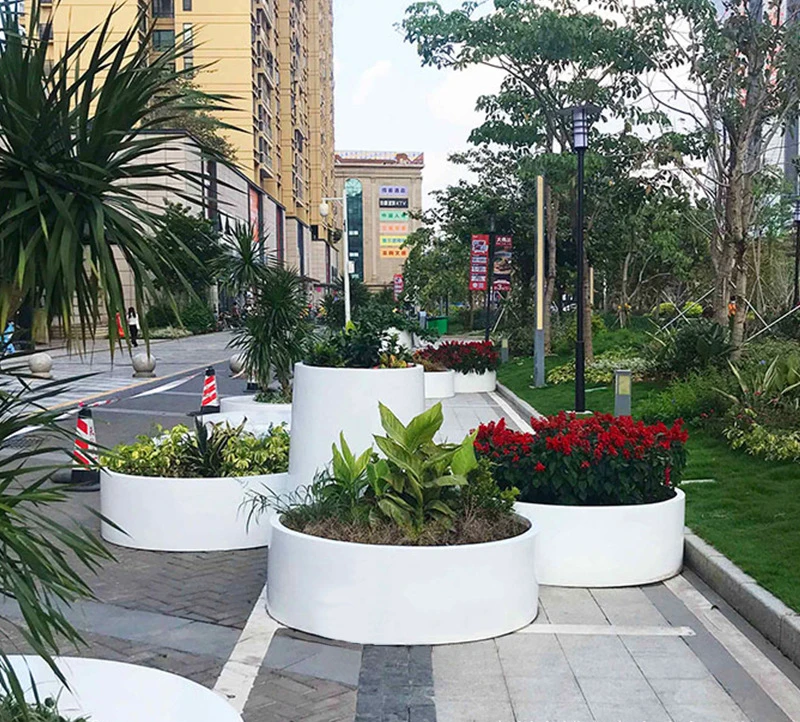 Fiberglass modern bulk wholesale large round planters outdoor flower pots
