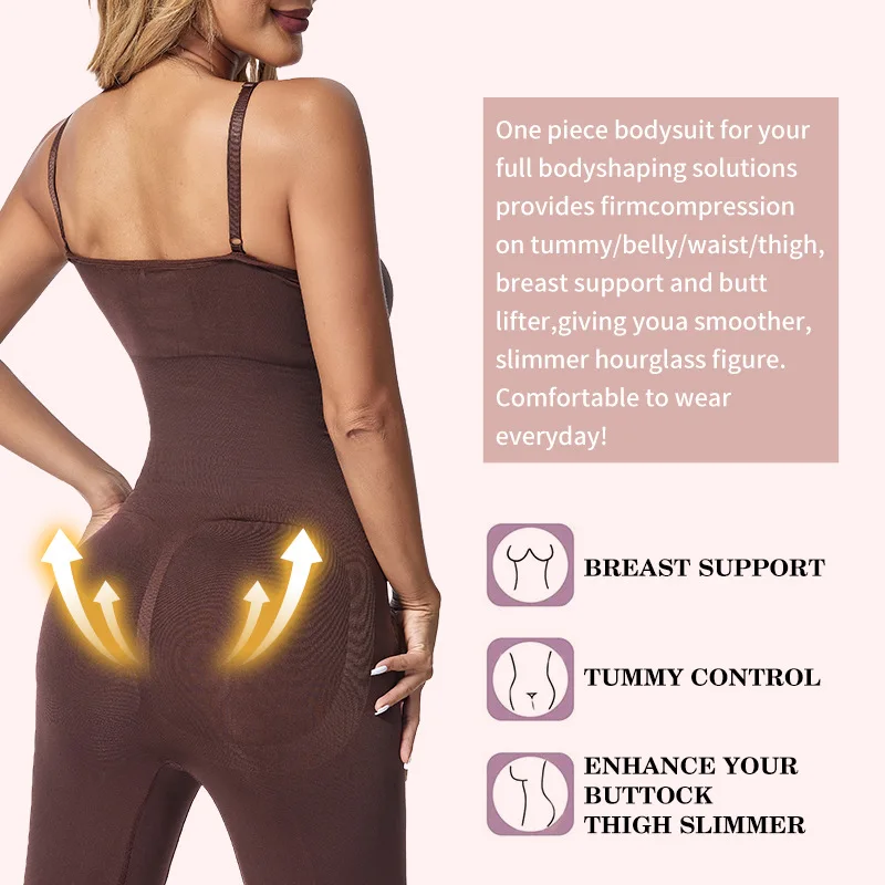 Seamless Women Bodysuit Butt Lifter Shapewear Waist Trainer Body Shaper Strappy-Back Chest Enhancing Corrective Underwear Corset