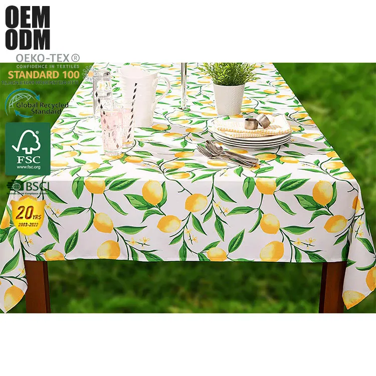 Printed Tablecloth Rectangular Table Cloth Water repellent Easy to Clean Polyester Fabric Wholesale Outdoor tablecloth