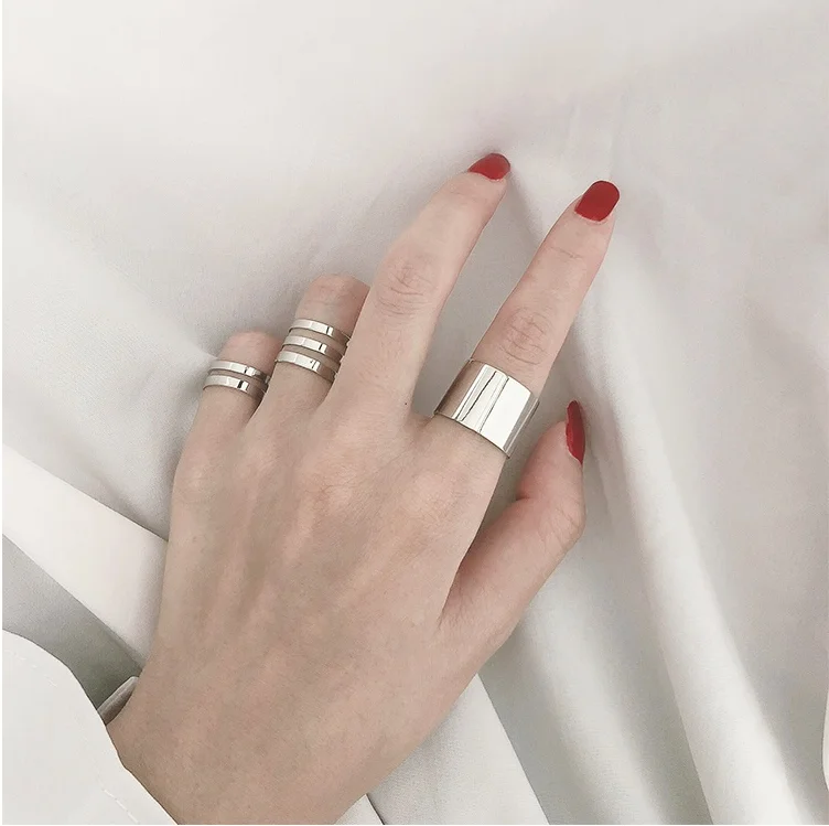 3pcs/set simple minimalist korean ring adjustable open women female ring set