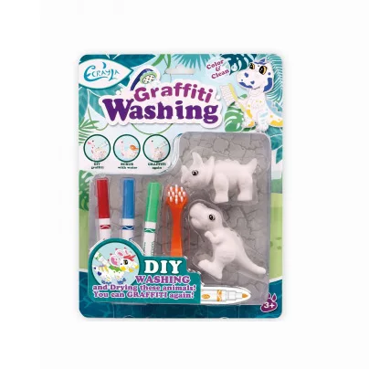 Educational Kids Arts Crafts Set Dinosaur Toy Painting Kit DIY Graffiti Drawing Washing Animal Coloring Toys