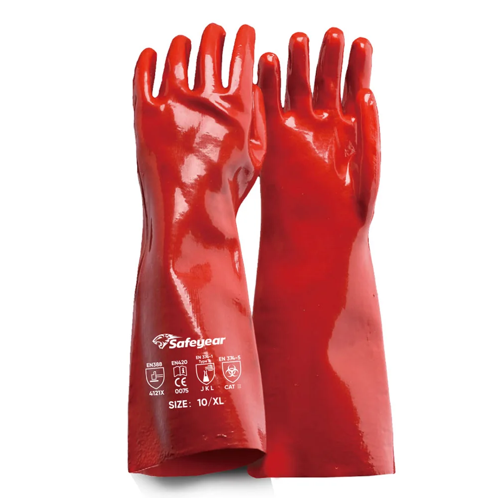 Лучшие химически стойкие резиновые перчатки анти-химические защитные ПВХ для рук из кислоты и щелочи