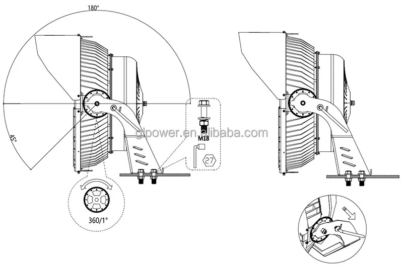 1500 Watt LED Chip Flood Lights Customizable Street Lamp Circle LED Stadium Light For Outdoor
