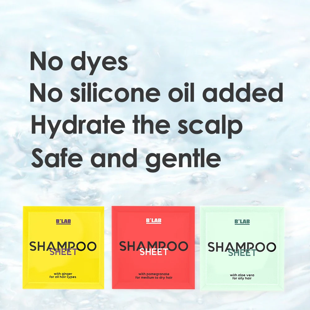 OEM Private Label Natural Herbal Shampoo Sheets for All Hair Types Silicone Free Travel Shampoo Sheets for Hair Cleansing